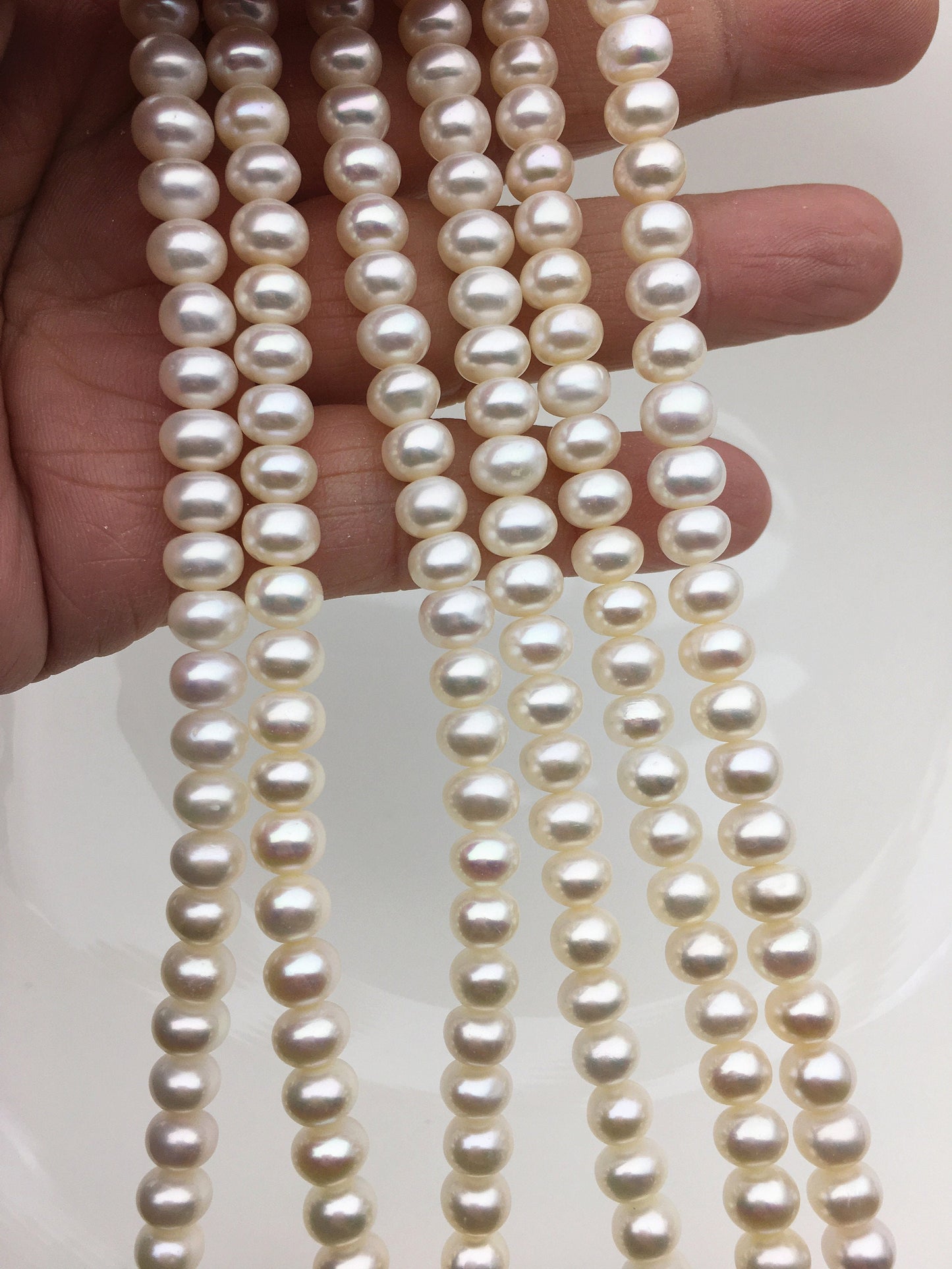 AAA 6.4-7.2mm white baroque button round freshwater pearls, Rondelle pearl Beads strand,loose strands,SM7-3A-70