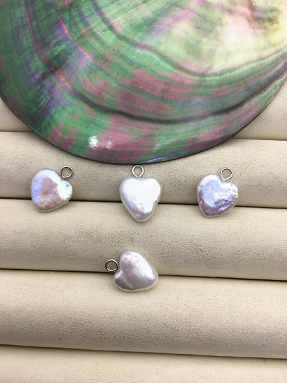5pcs AAA 11-12mm White Heart pearl pendant,NC1-013