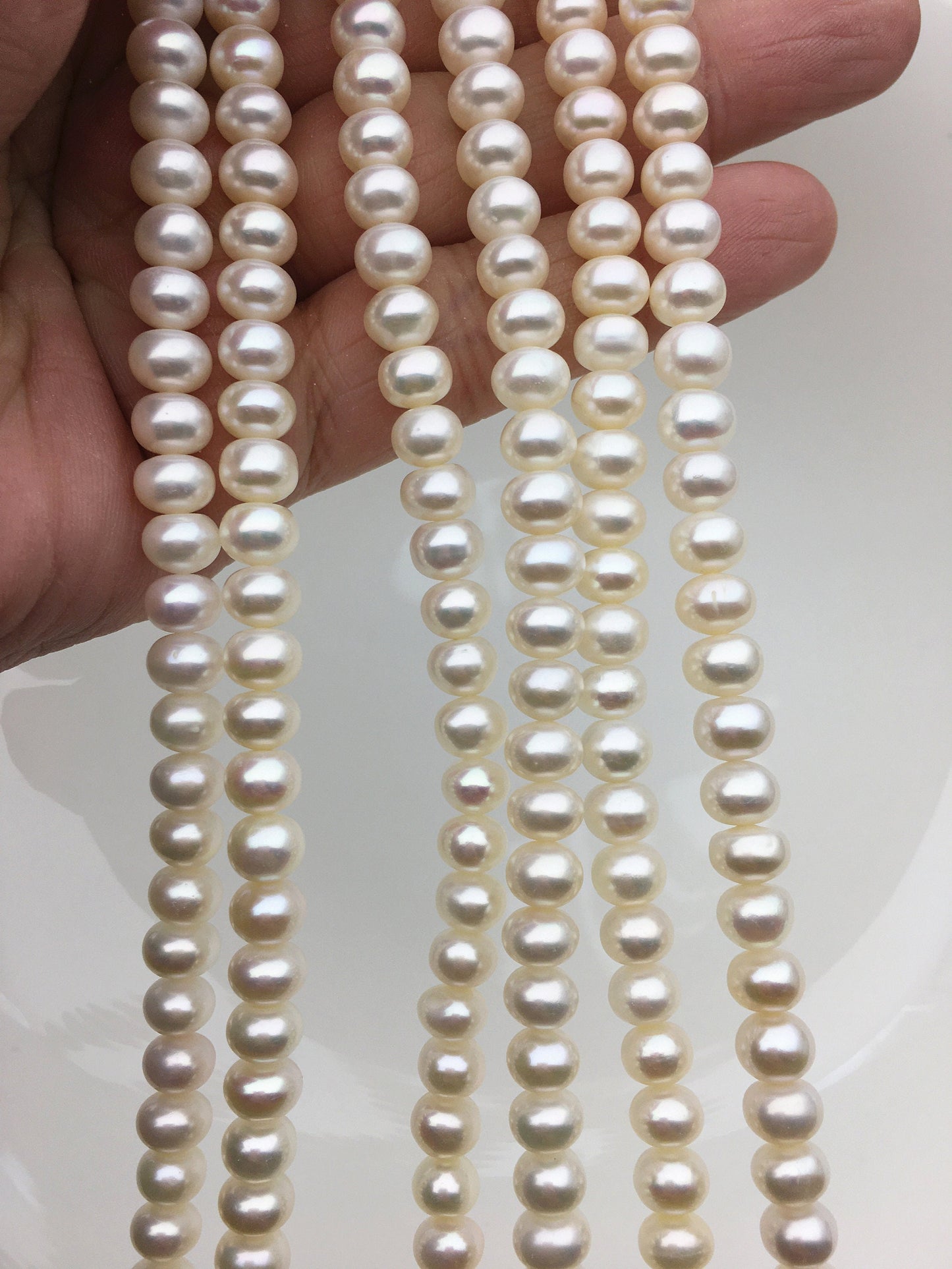 AAA 6.4-7.2mm white baroque button round freshwater pearls, Rondelle pearl Beads strand,loose strands,SM7-3A-70