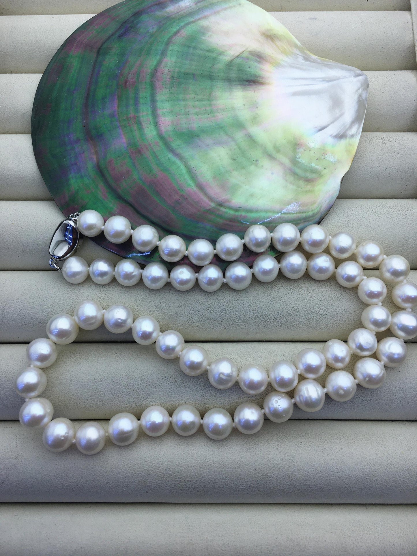 17'' AA+ 8mm white potato near round freshwater pearl Necklace,white Pearl necklace,NPN1-015