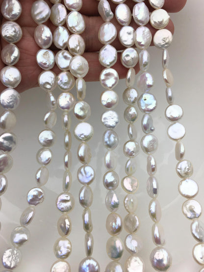 AA+ 10-11mm White Coin freshwater pearls,diy bead,flat round pearl bead,COIN12-2A-2-27