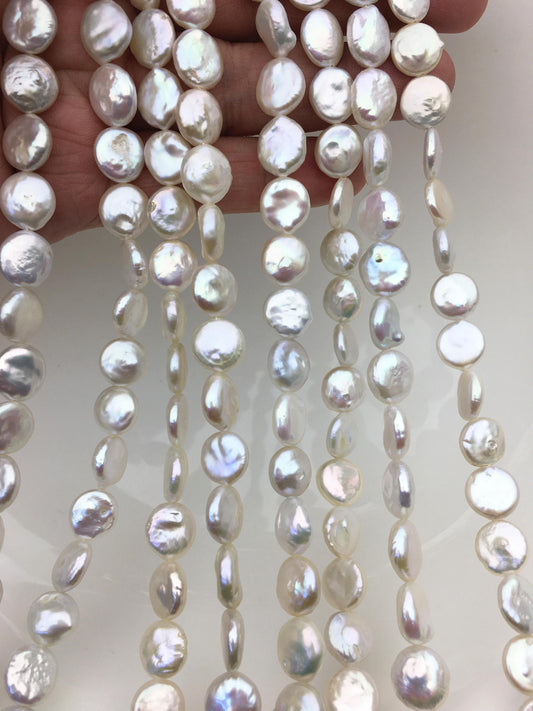 AA+ 10-11mm White Coin freshwater pearls,diy bead,flat round pearl bead,COIN12-2A-2-27