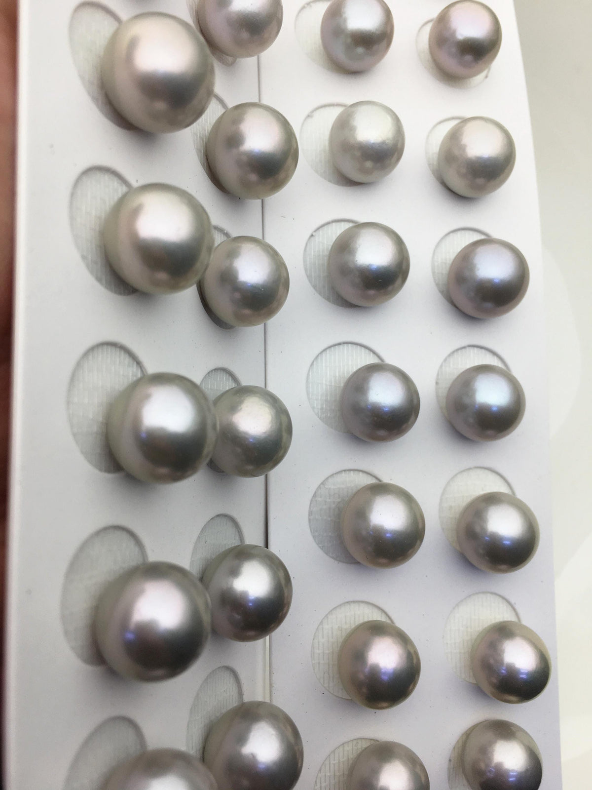 2 pairs AAA 12-13mm Gray Round edison freshwater pearl,half hole, RP12-3A-3