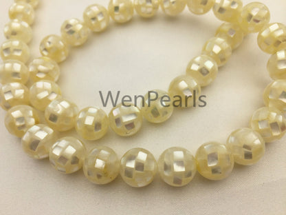 4pcs 10/12/14/16mm White Mosaic Shell Beads,MOP Beads,White Lip Shell Inlay Bead,GSHE-001-2