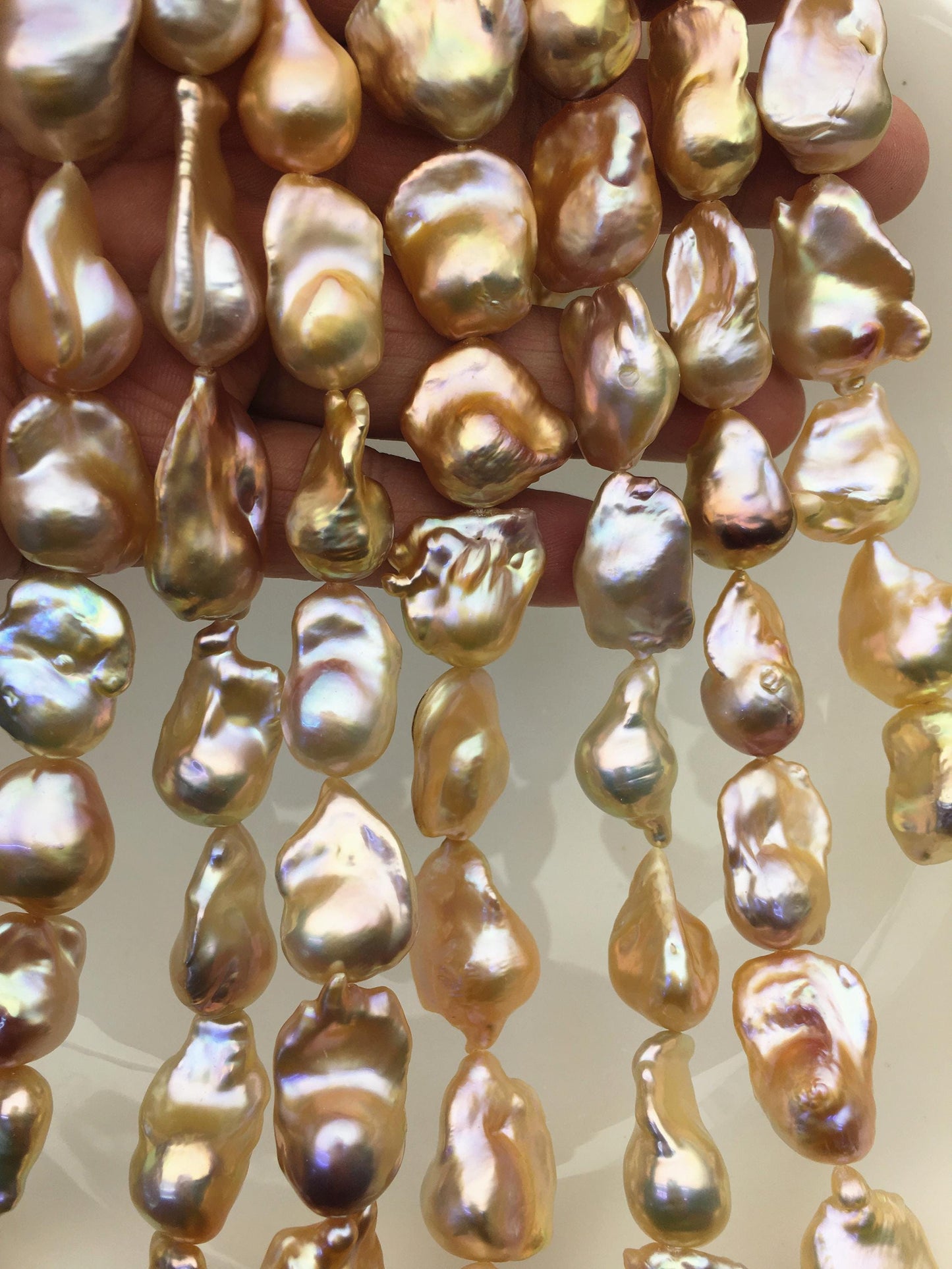 15.5'' AAA 14-18mm natural champagne flame ball pearl,FL15-3A-7-4