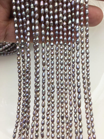 AAA 2.8-3x4-5mm gray purple rice pearls,oval loose pearl beads,diy pearl,genuine pearl,Cultured pearl,diy pearl beads,LR2-3A-20