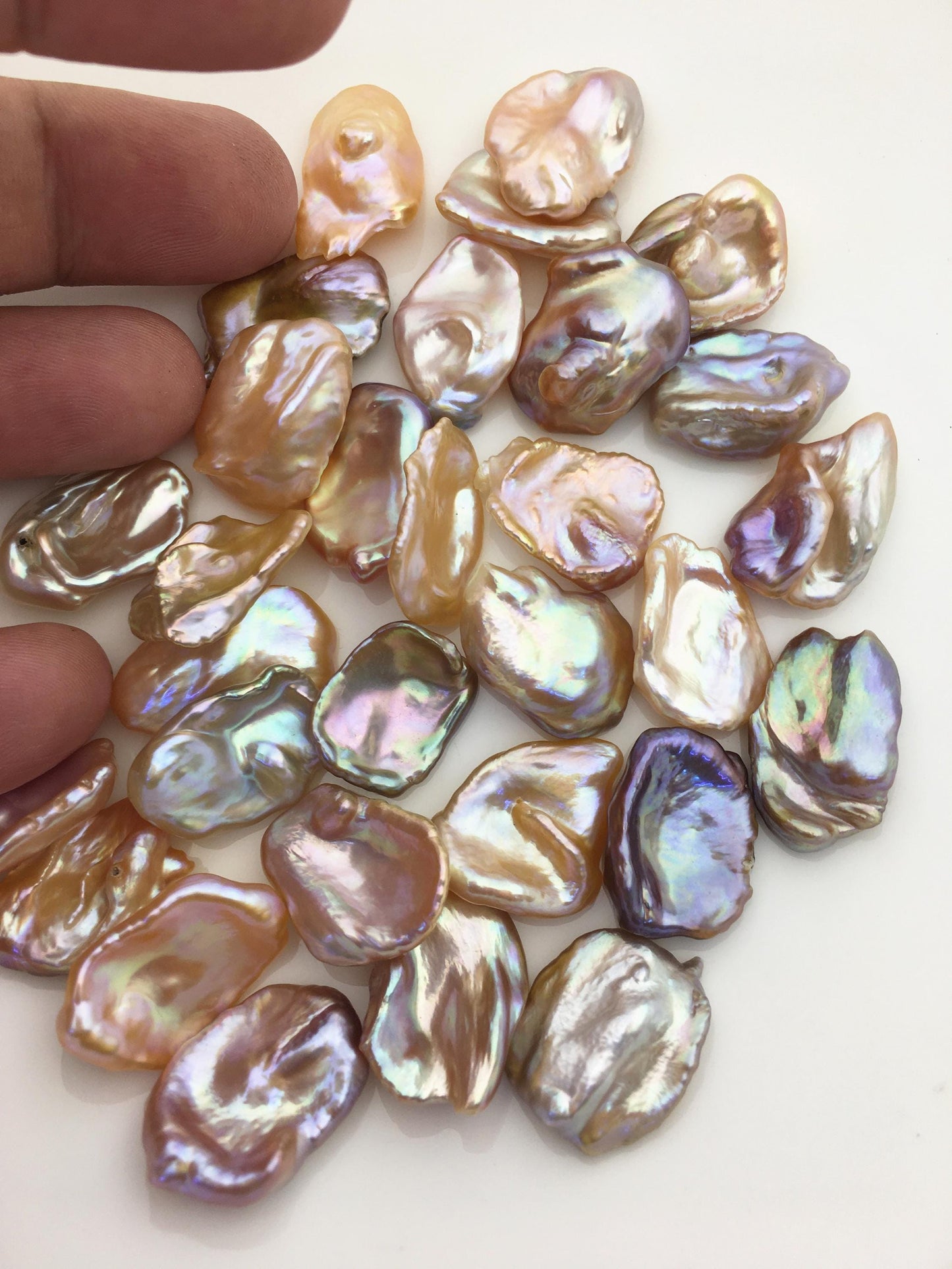 30pcs AAA 13-16mm natural mix color rainbow keshi Freshwater Pearls,no hole,ZS-127-1-16
