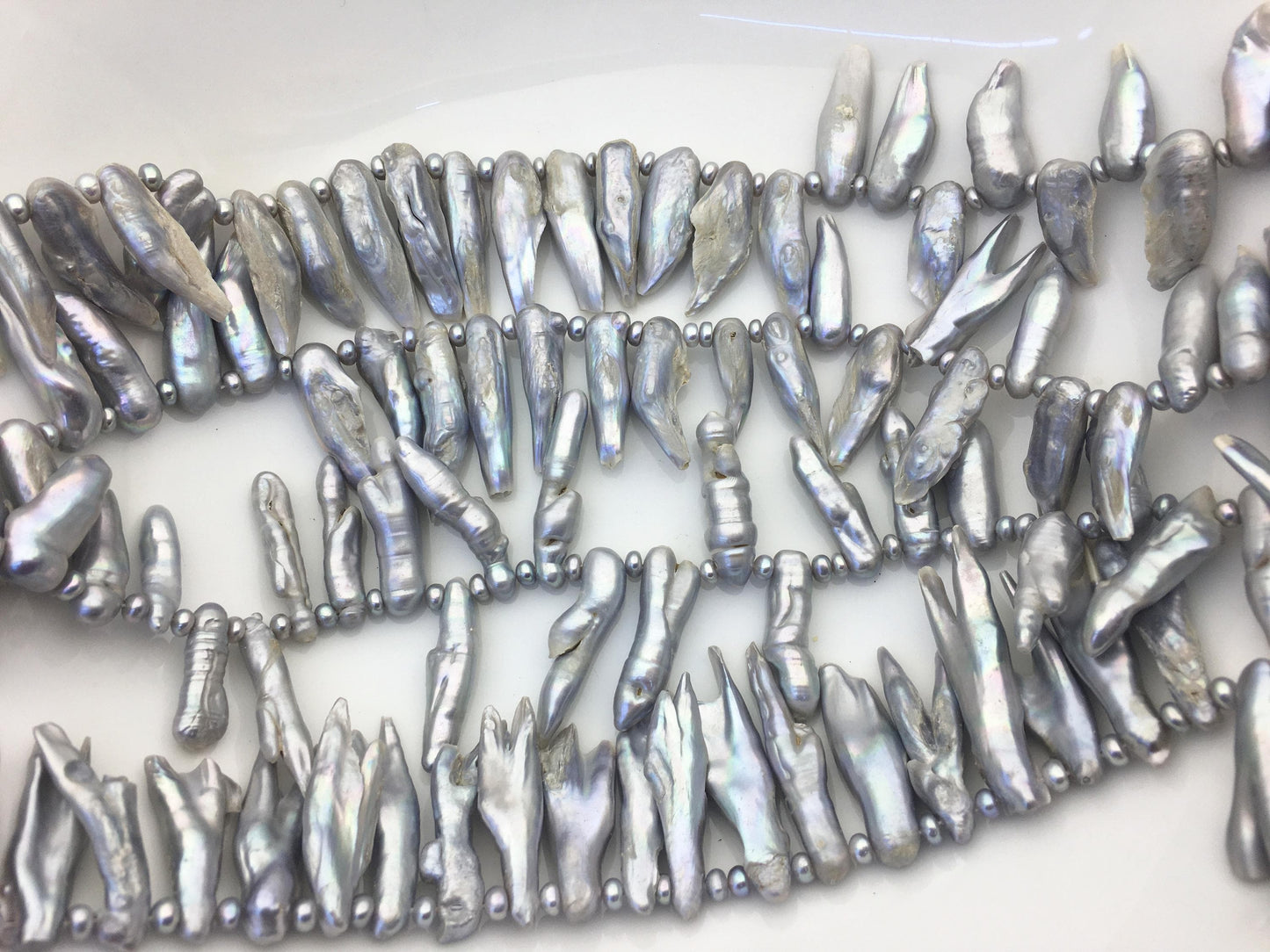 A 6-10mm gray Biwa Pearl Necklace,ZS-T7
