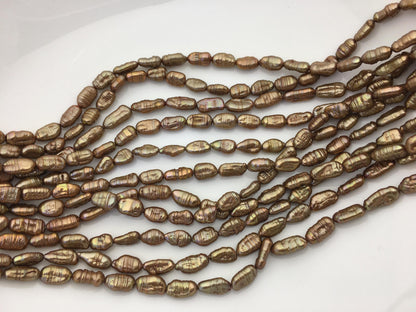 AA 5-6mm brown toothpick Biwa Pearl Necklace,Genuine Fresh Water Pearl,Wedding Necklace,Mothers Day,ZS-80-10-21