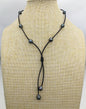 real tahitian pearl floating drop part leather Necklace,black,brown Leather color Pearl necklace, Leather pearl necklace,Le11-029