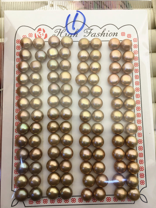 52pairs AAA 6.5-7mm Brown Button Round pearls pairs,for design for stud earrings,BTN6-T2