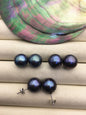 1 pair AA+ 12-13mm black round edison pearl stud earrings,S925 Sterling Sliver stud earrings,wedding pearl earrings,SE3-T9-39