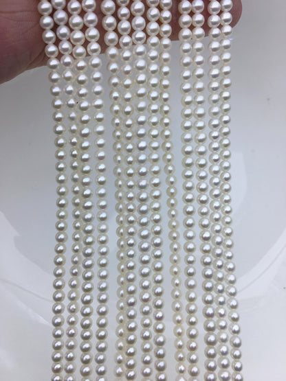 AAA- 3.5-4mm white round freshwater pearls, seed pearl,white pearl,full strand,round pearl strands,pearl wholesale,RP3-T6