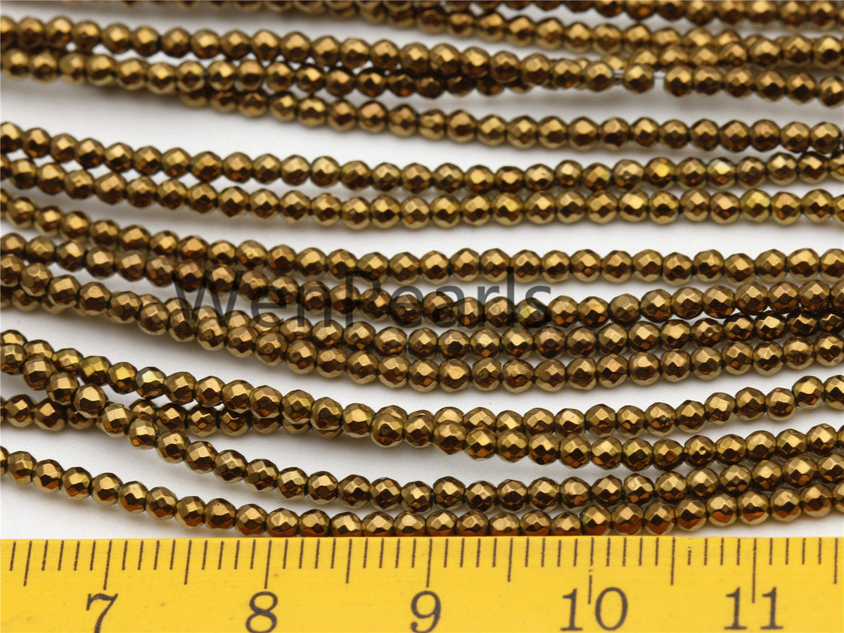 Hematite Brown,2mm Faceted Round,AAA,180 beads,15.5 inches,G50-R2-007