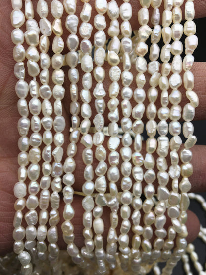 3 strands AA 4.5-5mm Tiny white nugget freshwater pearls,irregular nugget freshwater pearl strand,LM4-2A-1
