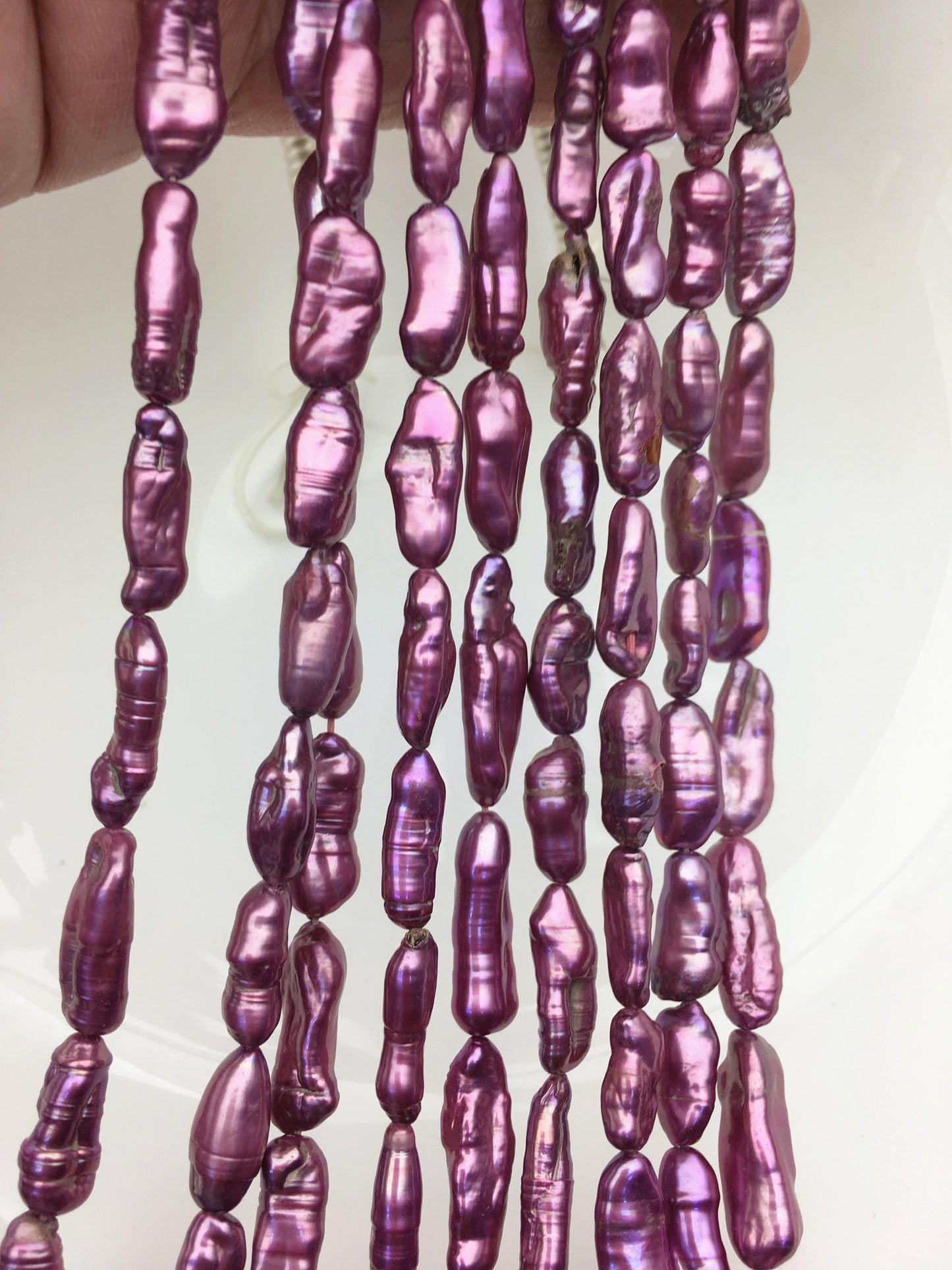 AA 6-8mm purple red Biwa Pearl Necklace,Genuine Fresh Water Pearl,Wedding Necklace,Mothers Day,ZS-80-10-54