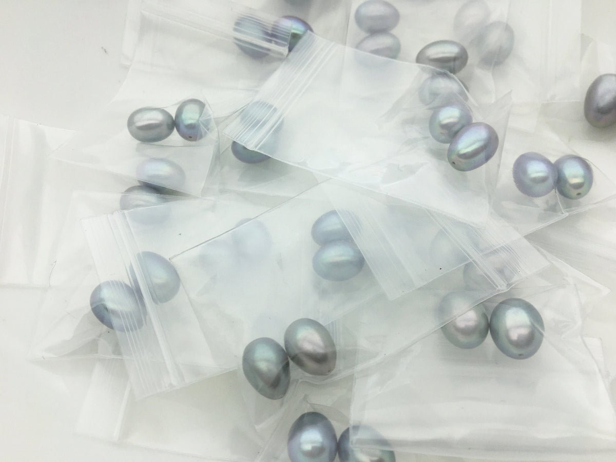 AAA 8.5-9.3mm Gray LONG rice freshwater pearls,tear drop pearl,dangle pearl earrings,white rice pearls, custom hole,LR9-3A-14