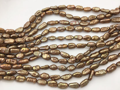 AA 5-6mm brown toothpick Biwa Pearl Necklace,Genuine Fresh Water Pearl,Wedding Necklace,Mothers Day,ZS-80-10-21