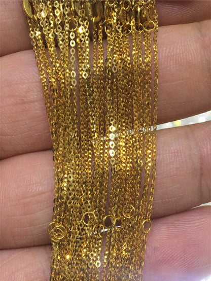 0.97-1grams Heavy 18'' adjust 16'' 18k Solid Gold yellow gold chain 750 for pendant, 45cm solid gold italy chain necklace,ASG-NC-1