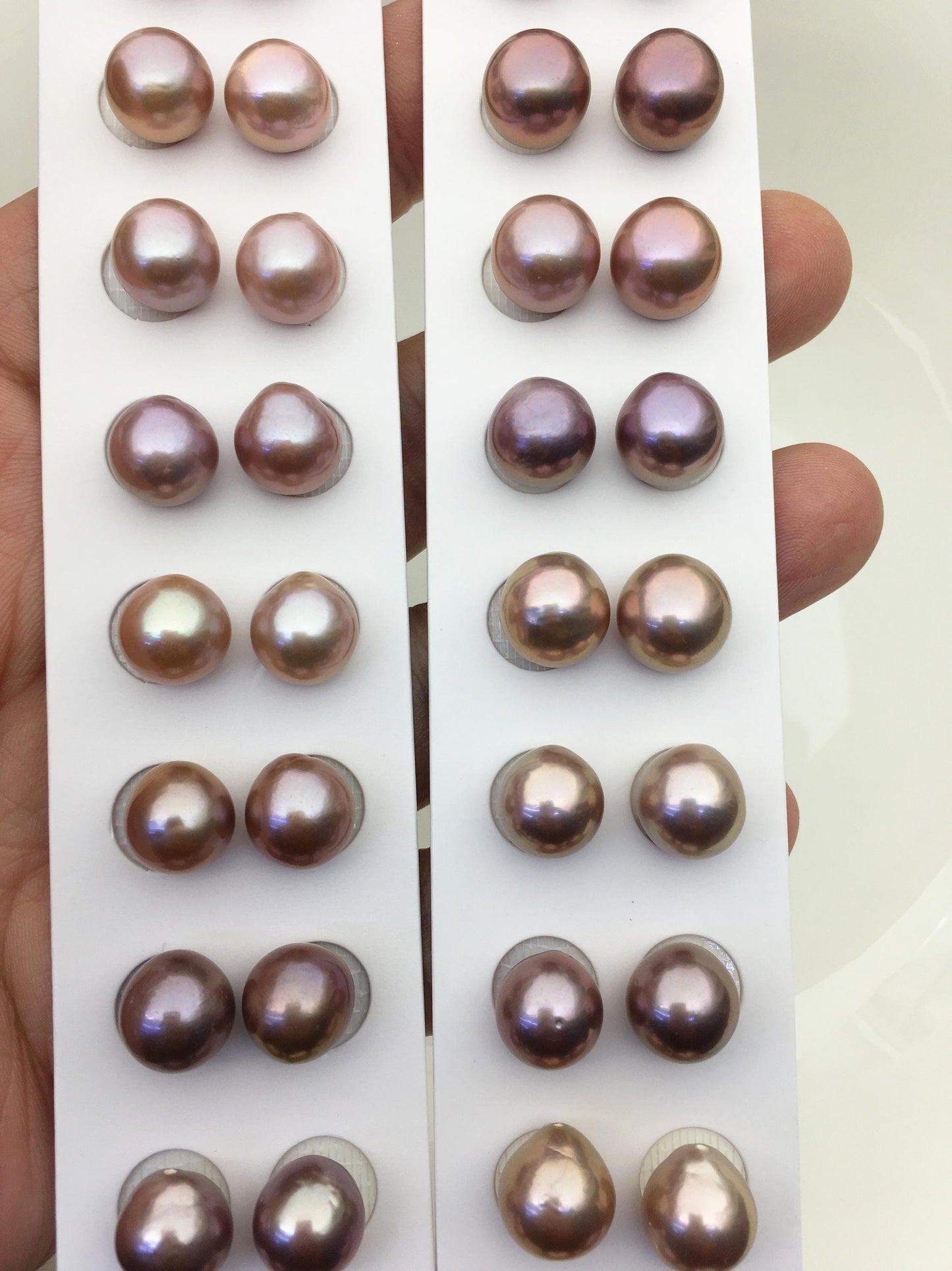2 pairs AAA 10-11mm purple rice freshwater pearls,half hole,LR10-T8