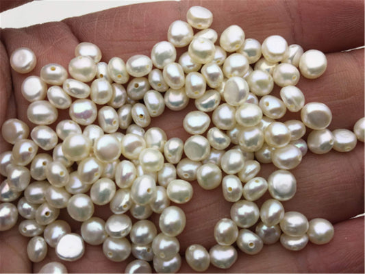 100pcs AAA+ 5-5.5mm white nugget freshwater pearls,irregular nugget freshwater pearl strand,LM5-3A-8