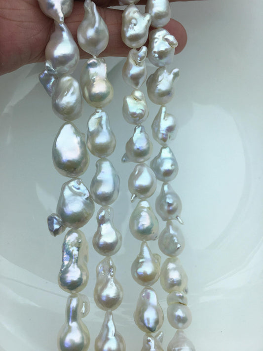 15.5'' AAA 11-13mm White flame ball pearl,FL15-3A-7-36