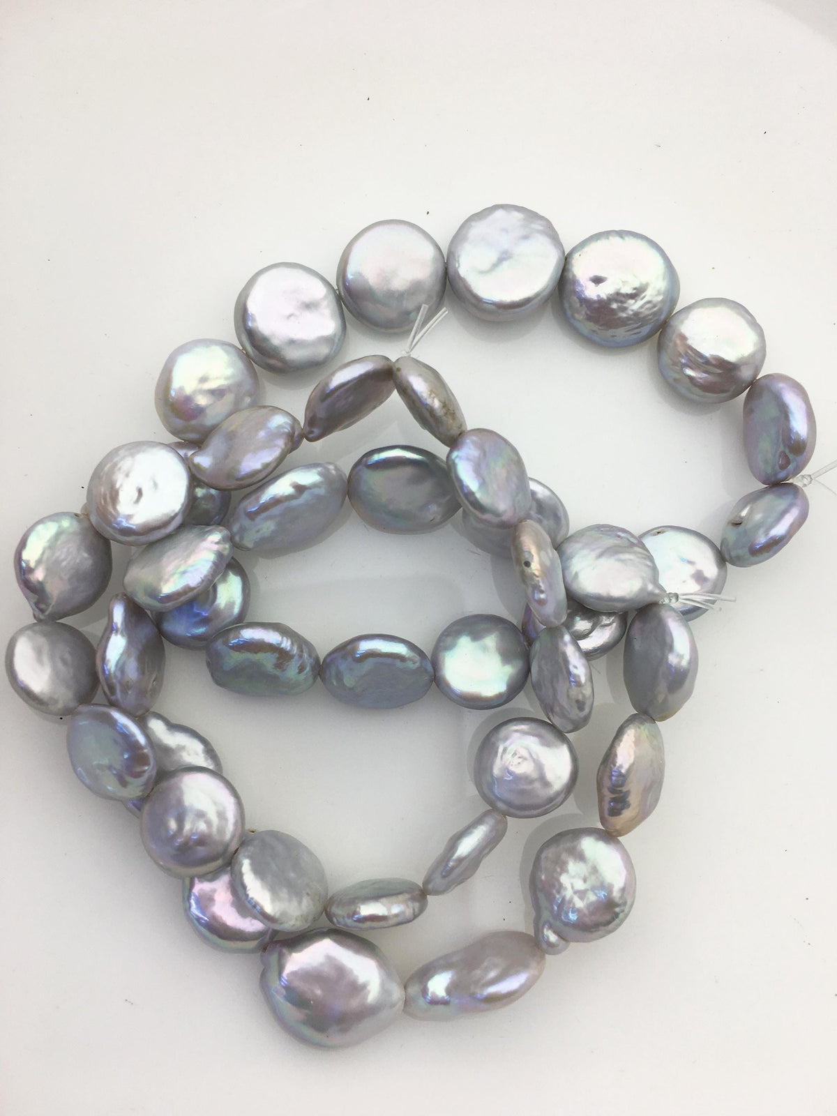 1pc 7 inchs AA+ 10-12mm Gray Coin Freshwater pearl Elastic string Bracelet,B8-010