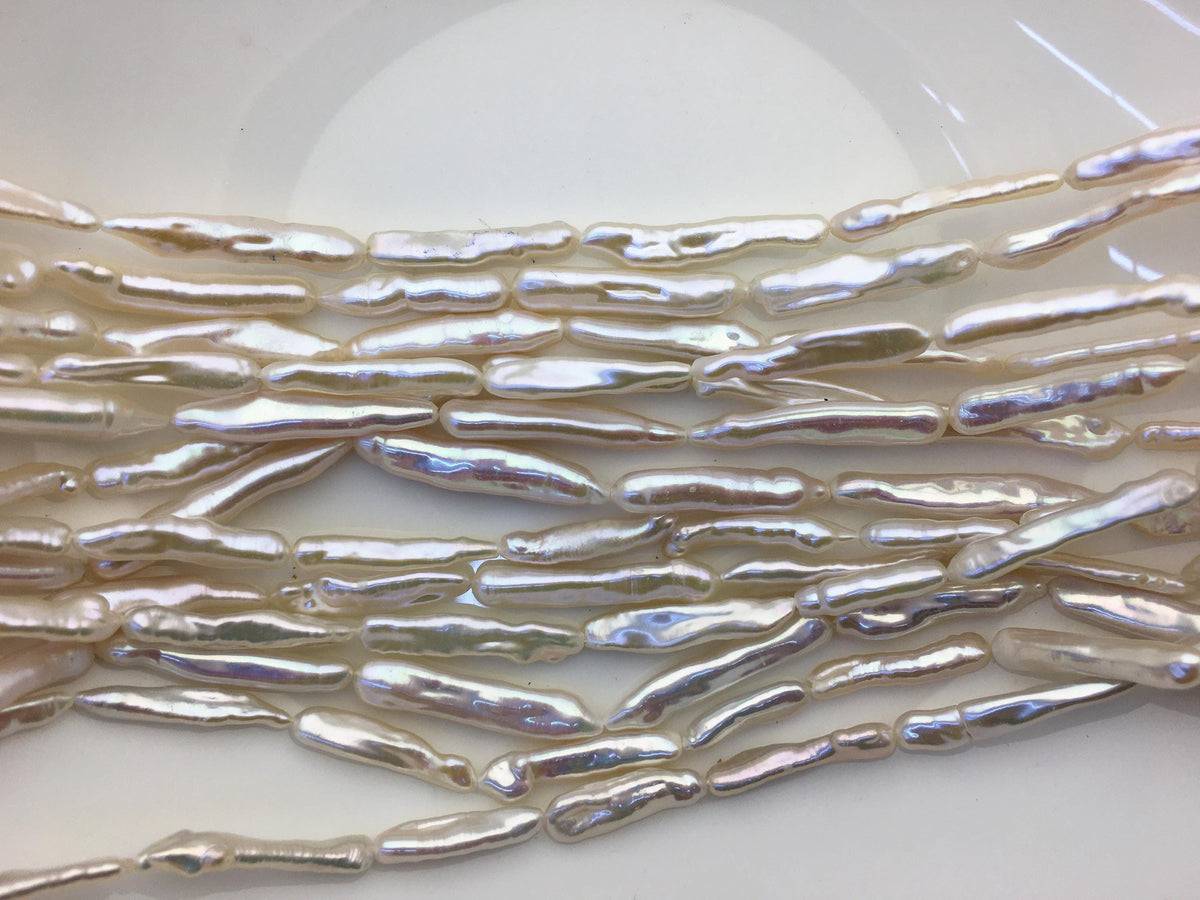 15.5'' AA+ 4-7mm White Toothpick pearls,ZS-80-7