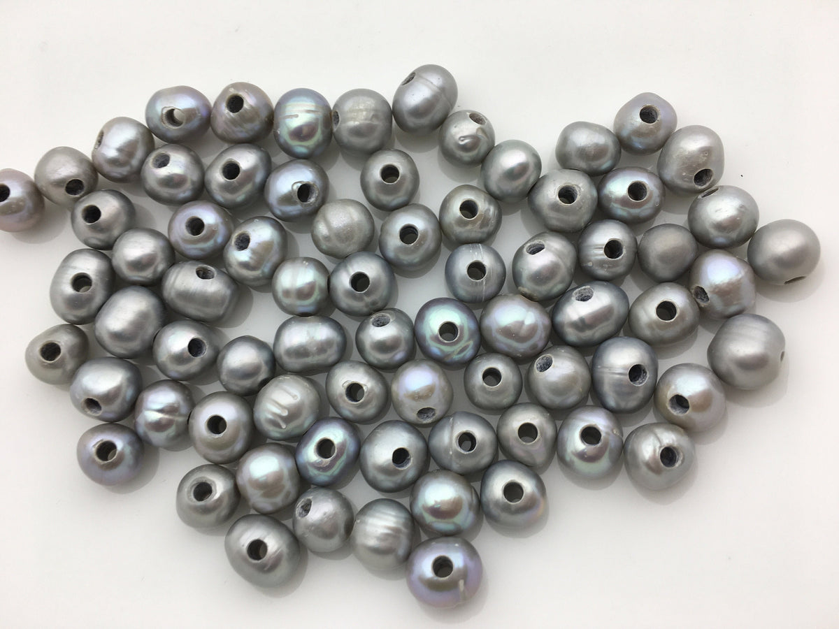 30pcs AA+ 7.3-8.3mm 2.2mm large hole gray potato pearls,cultured potato pearl,loose freshwater pearl, white pearl strand,30pcs,CR8-T2
