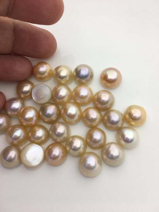 14pcs AAA 12-13mm Baroque Mabe Natural Light Orange Rainbow Freshwater Pearls,no hole,MB-T51