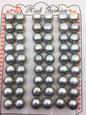 2 pairs AAA 9-9.5mm gray button round freshwater loose pearls pairs,half drilled,BTN9-T6