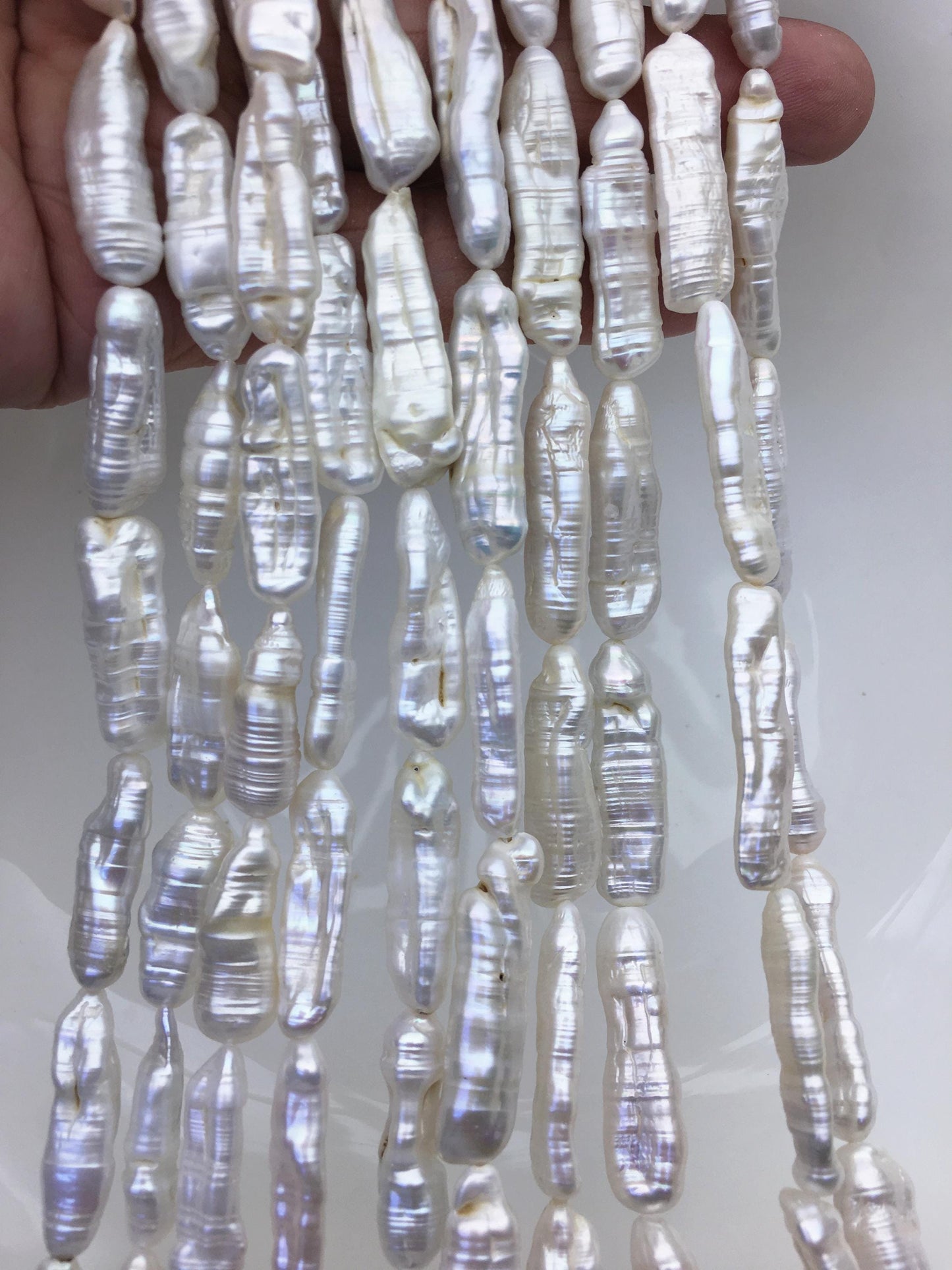 AA 6-9mm white Thick Keshi Biwa Pearl Necklace,ZS-200-120-12