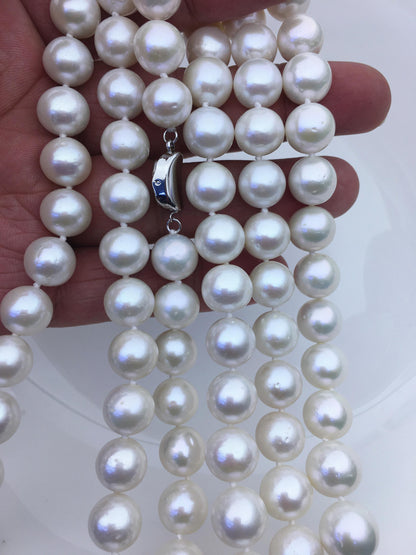 17.5 inches AA+ 11-13mm white round freshwater Pearl necklace,genuine freshwater Pearl necklace, Natural Pearl Necklace,NPN1-068
