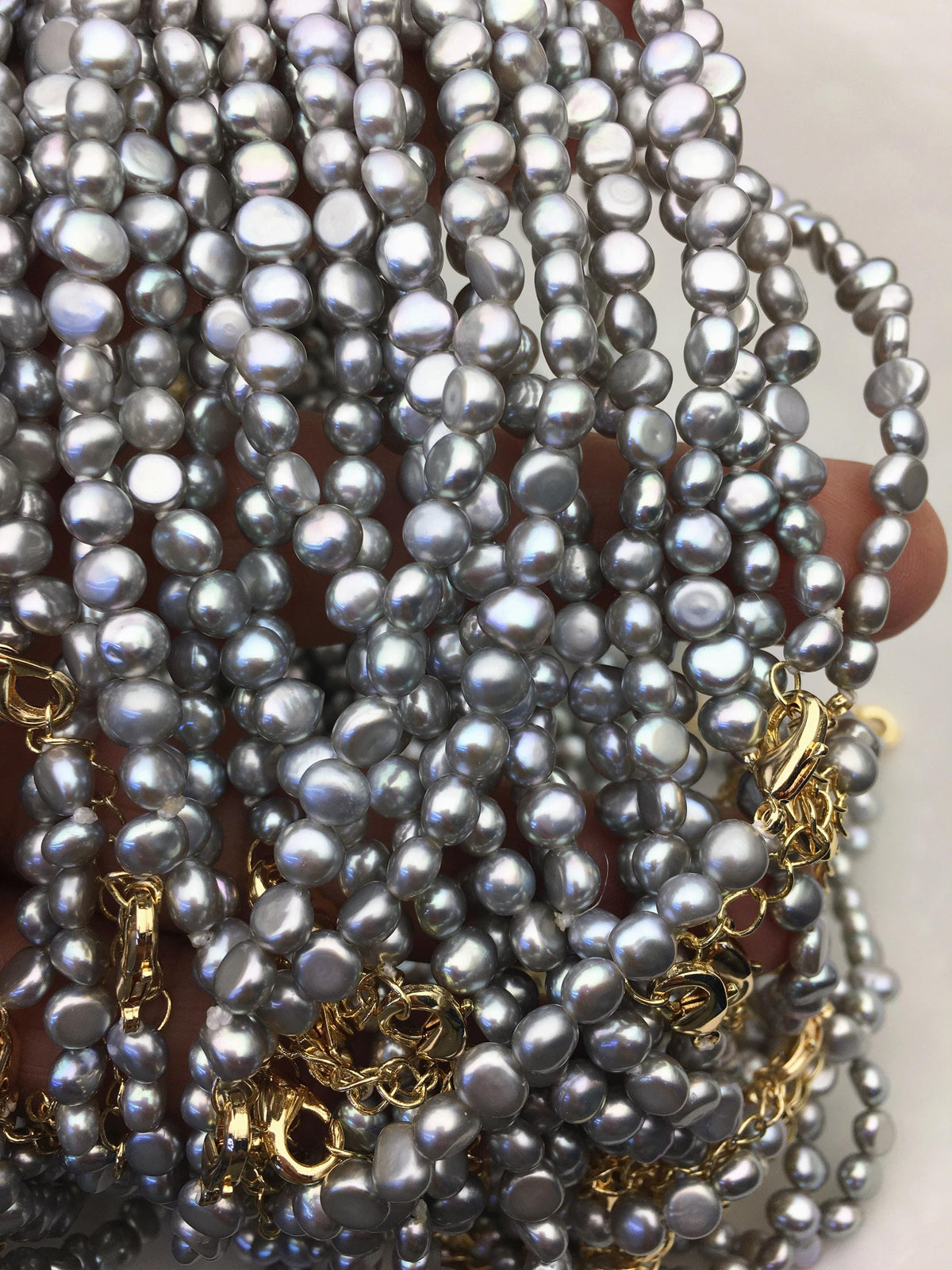 1pc AAA+ 16+2'' 5-6mm Gray Nugget Pearl necklace,pearl necklace, NPN1-029