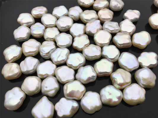 Rare!AAA 13-14mm Wite/Pink THICK Flower White Pearl,Freshwater pearl Butterfly, for your design,Cultured Pearls Maggie Designs,ZS-17-15