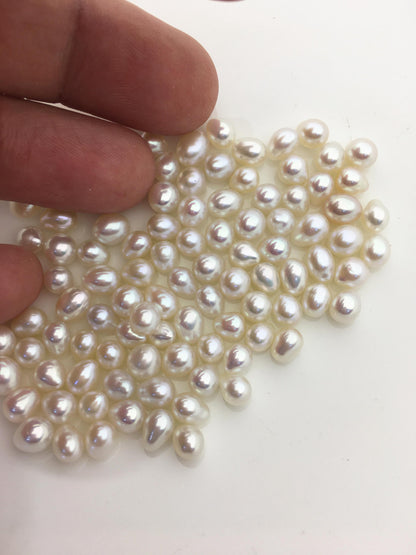 High Luster!30pcs AAA 5-6mm white rice freshwater pearls, no hole, LR5-T5