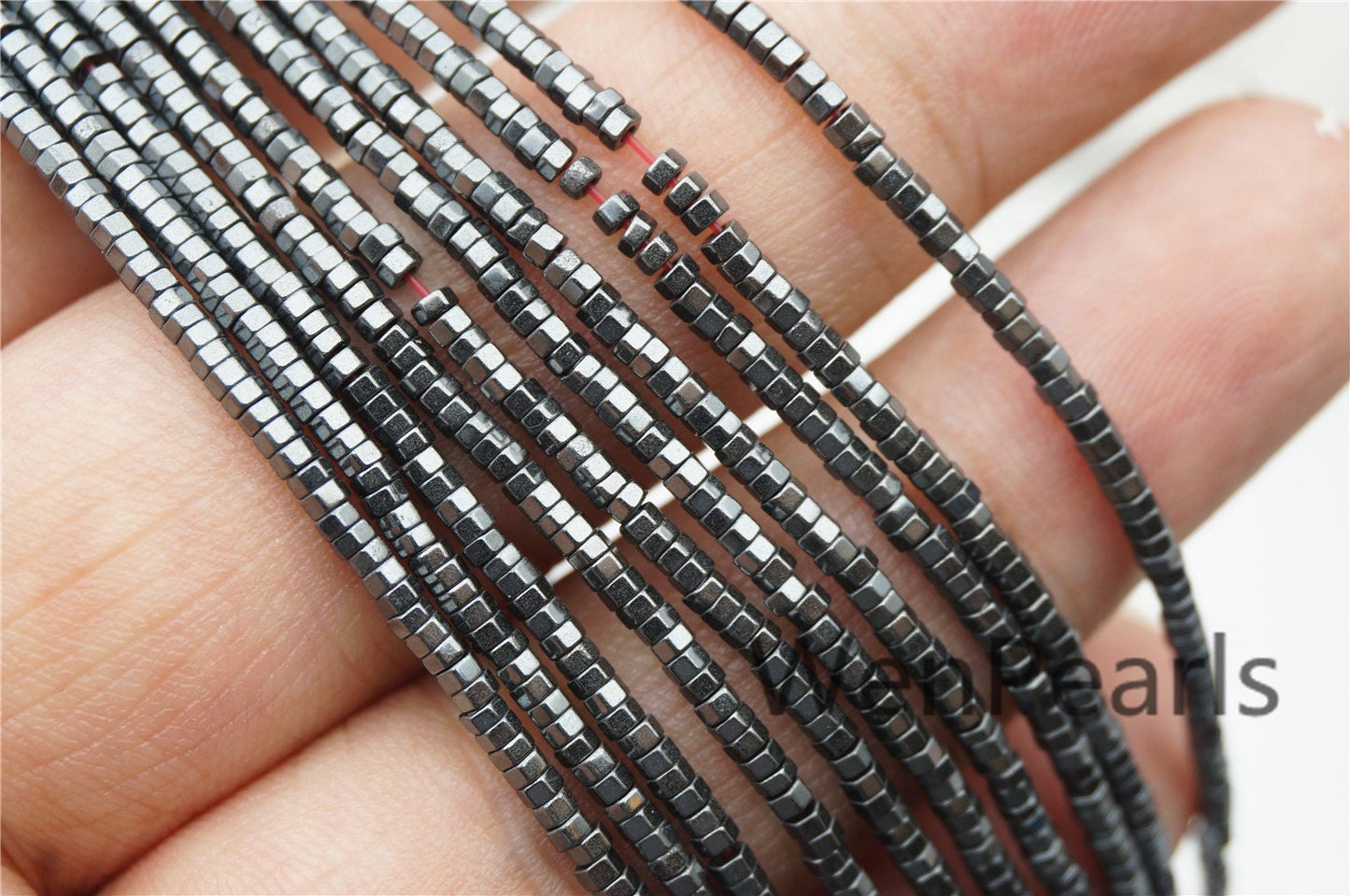 Hematite,1x2MM six faceted Beads,AAA, 400 beads,15.5 inches,G50-OTH12-001