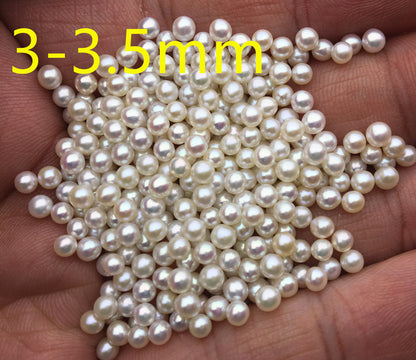 10pcs AAA 3-3.5mm white seed pearl bead,small pearls,tiny pearl supply,no hole,half drilled,RP3-3A-1