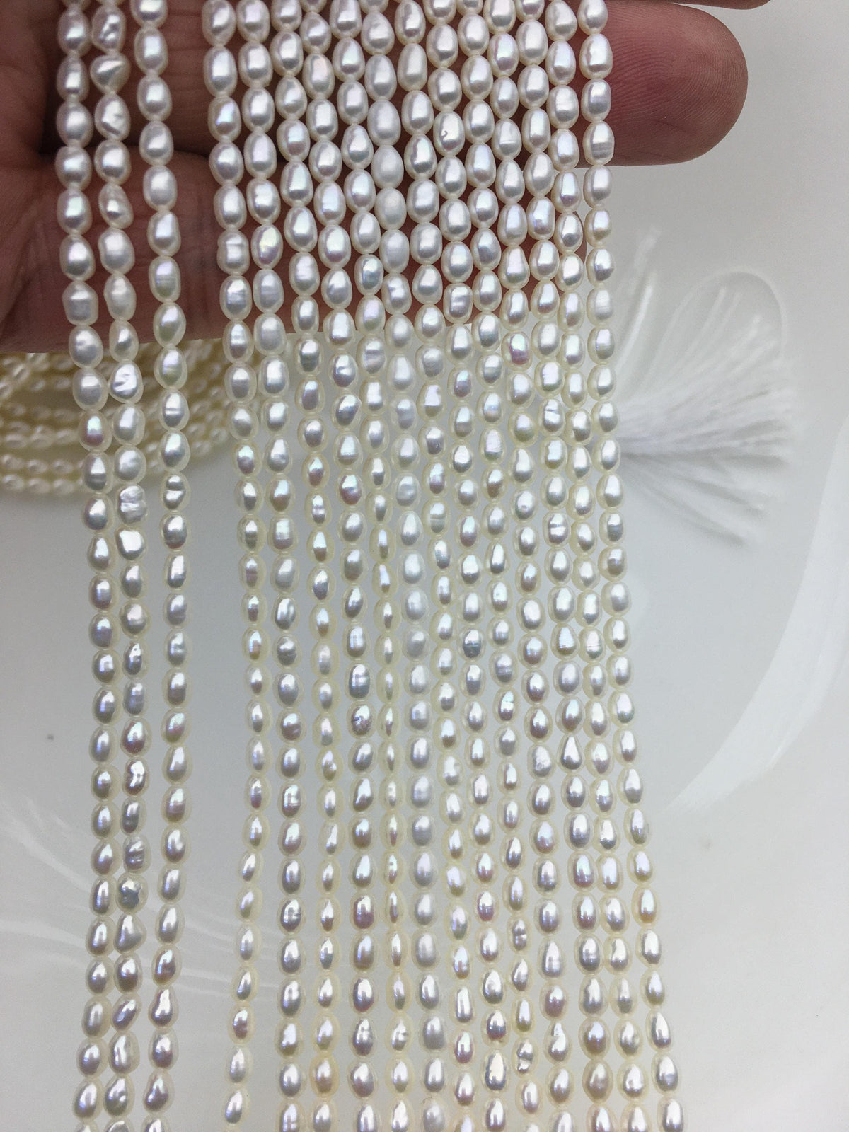 AAA- 3-3.5x3.5-4.5mm white rice freshwater pearls,LR3-2A-2