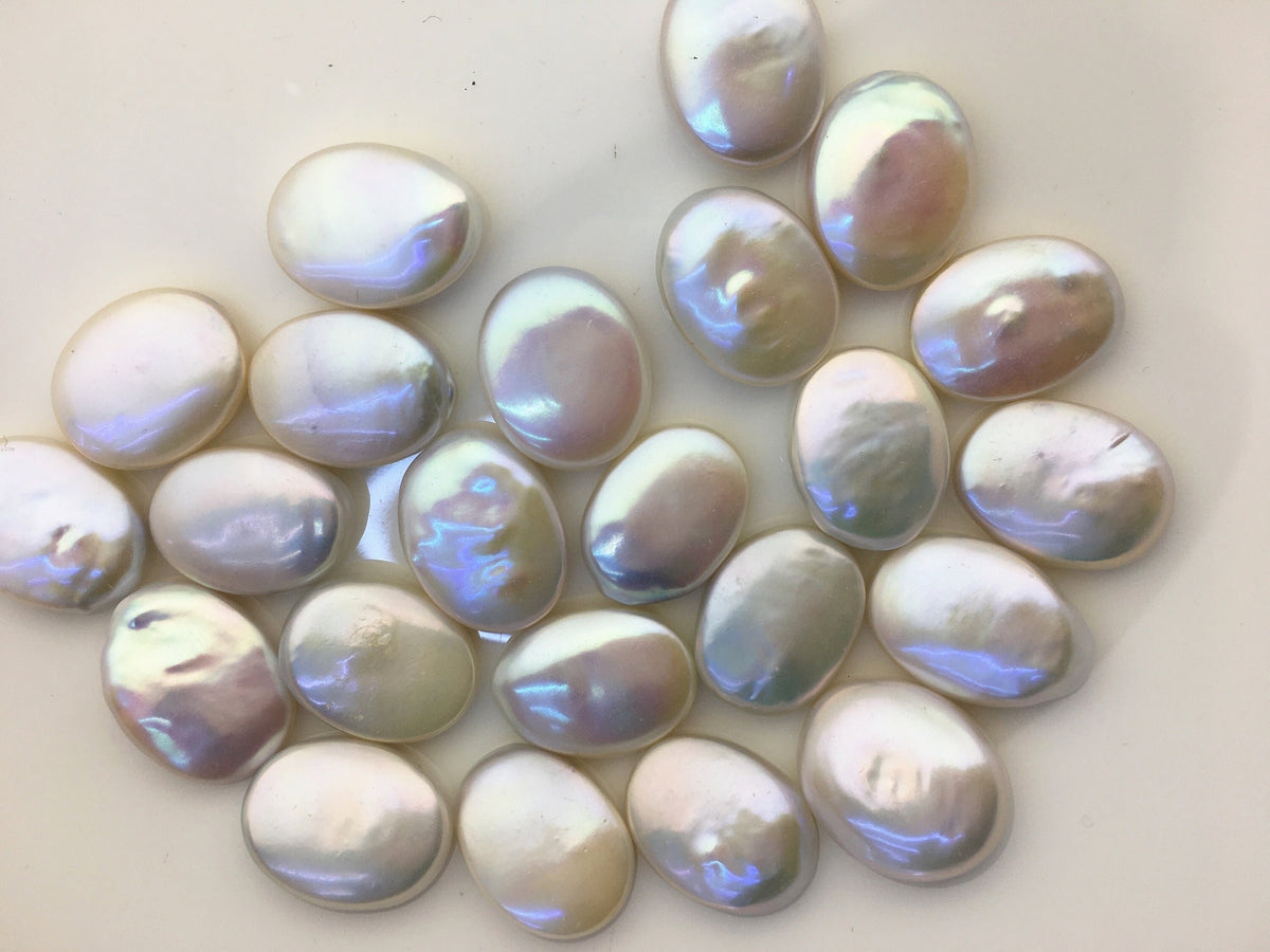 1pc AAA 15x20mm Big White ellipse Freshwater Pearl,no hole,ZS-119-13