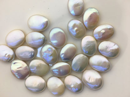 1pc AAA 15x20mm Big White ellipse Freshwater Pearl,no hole,ZS-119-13