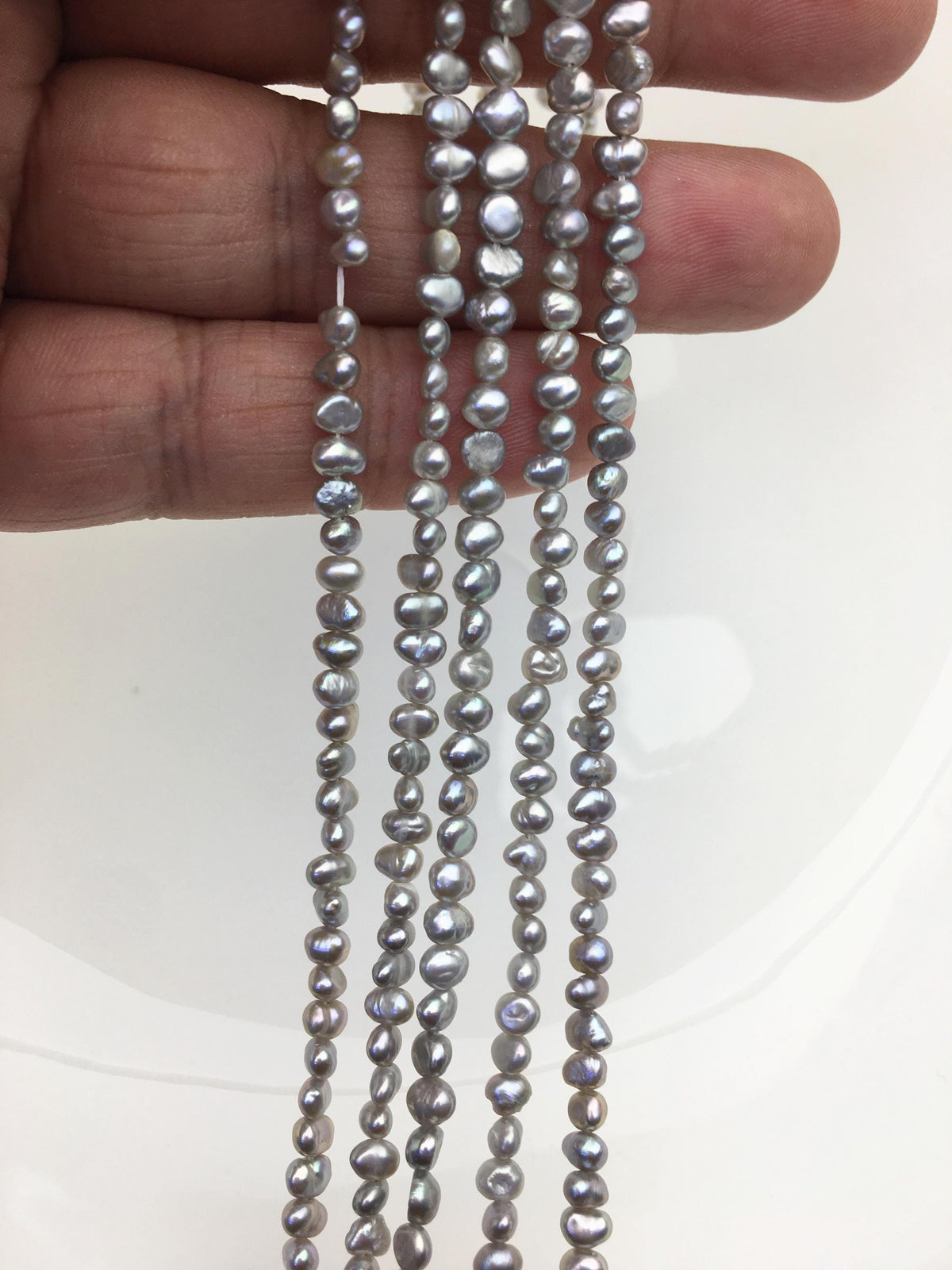 2 strands AA+ 3-4mm gray nugget seed pearls,irregular nugget freshwater pearl strand,cheap price,pearl factory china,LM3-2A-20