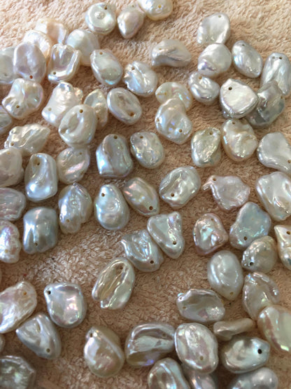 30pcs AAA 9-11mm white keshi freshwater pearls,side hole,ZS-127-T34