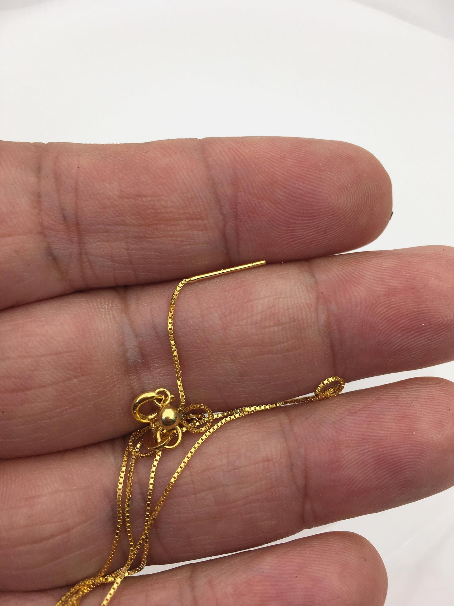 18'' Adjust s925 Sterling Silver Gold Color 0.6mm Box chain Necklace With adjust Clasp,ASL-NC-4