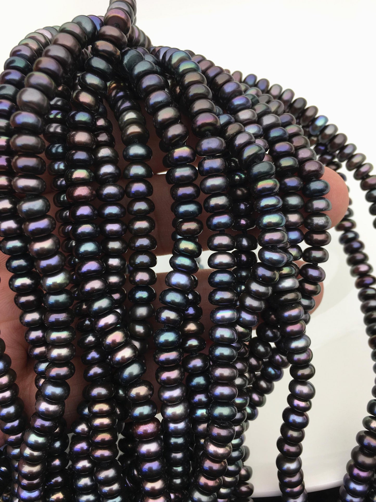17+2'' AAA 6-7mm black button round freshwater Pearl necklace,genuine freshwater Pearl necklace,Natural Pearl Necklace,NPN1-T8