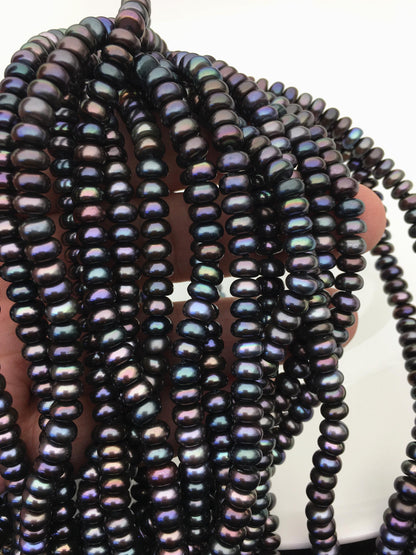 17+2'' AAA 6-7mm black button round freshwater Pearl necklace,genuine freshwater Pearl necklace,Natural Pearl Necklace,NPN1-T8