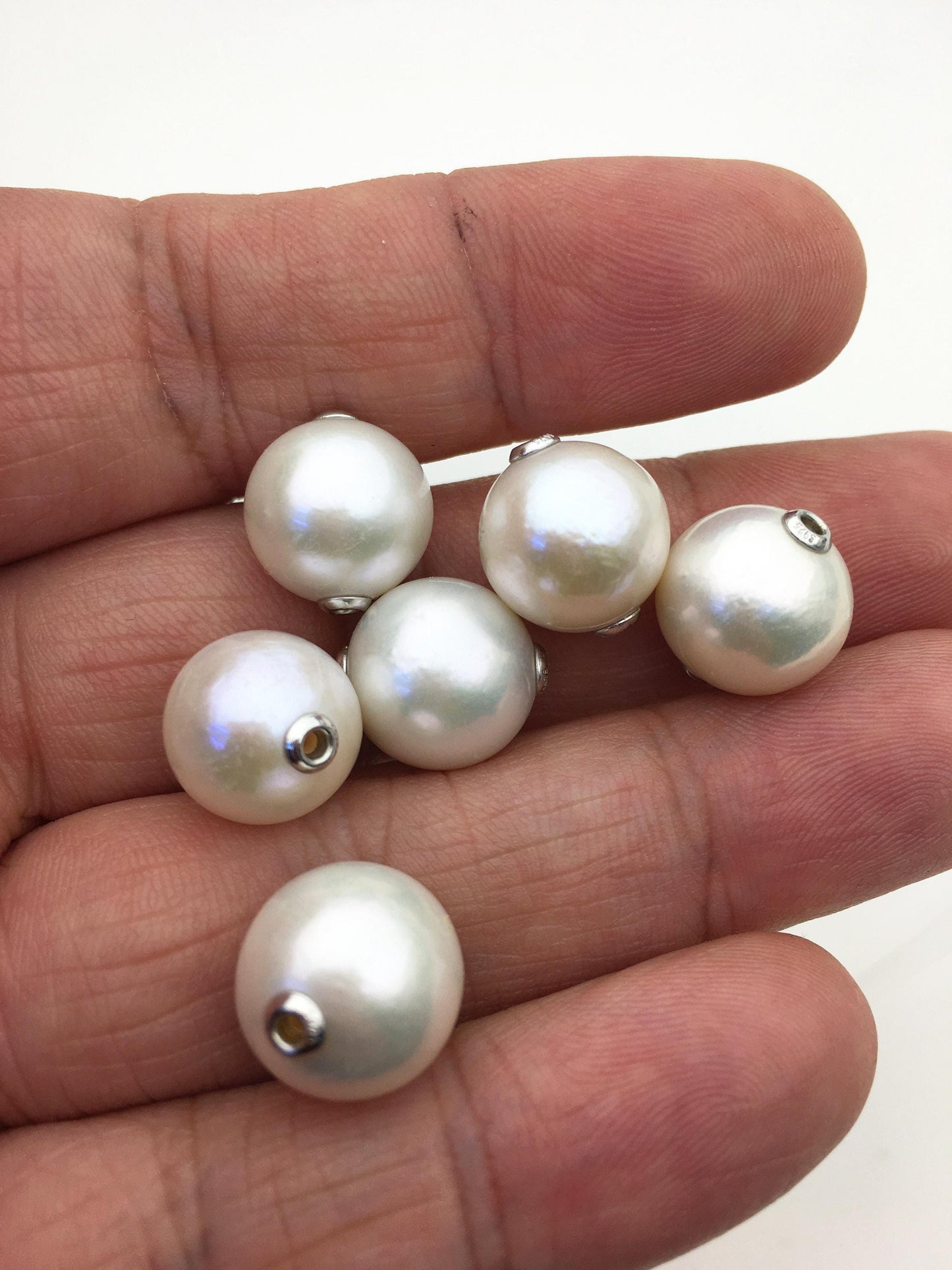 1pc AA+ 11-15mm Sterling Silver White Round Edison Pearl Pendant,NC1-011