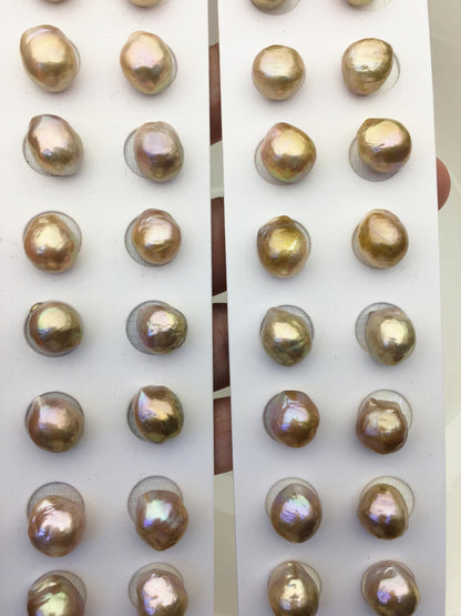 5pairs AAA 11-12mm Natural Rainbow baroque drop edison freshwater pearl Pair,no hole,ED11-3A-2-5