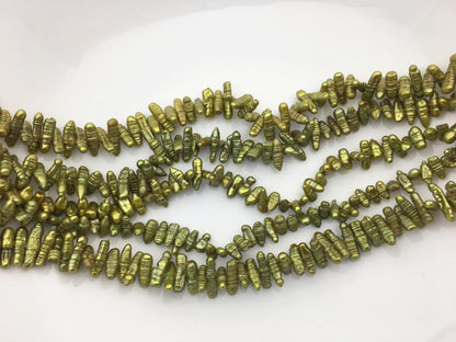 AA 4-5mm green Biwa Pearl Necklace,Genuine Fresh Water Pearl,Wedding Necklace,Mothers Day,ZS-80-10-45