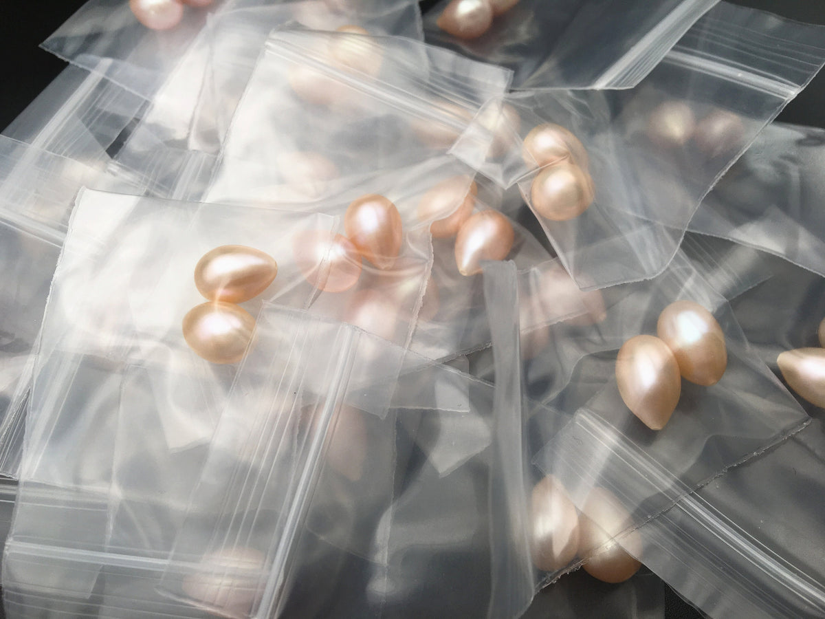 5 pairs AAA 7.5-8mm Pink Teardrop freshwater pearls Pair,0.9mm top half hole,LR8-3A-9